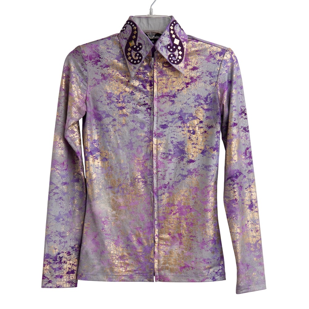 Hobby Horse Limited Edition Purple Metallic Western Show Shirt Equestrian Rodeo‎